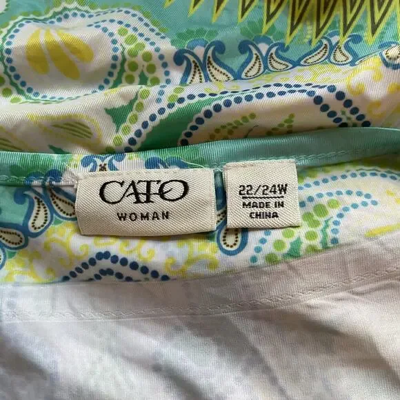 Cato Teal Sleeveless Subliminal Tank W/ Matching Handkerchief Poncho Plus 22/24 - Picture 8 of 11